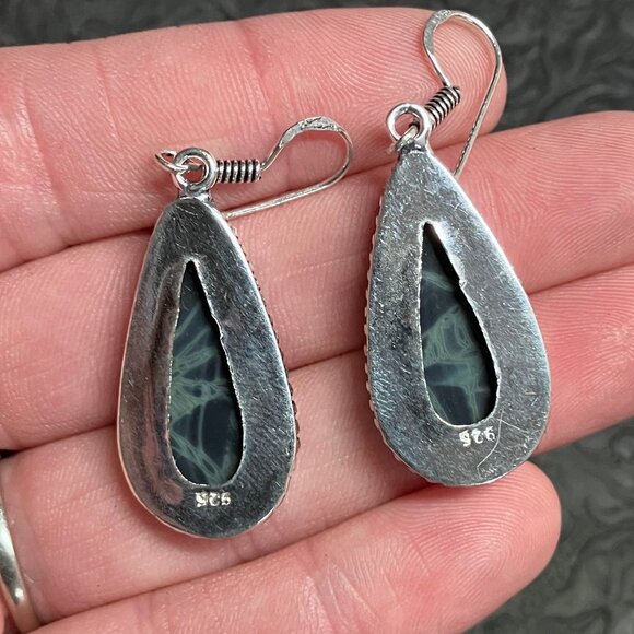 Spiderweb Obsidian Earrings Stone Crystal Jewelry - Picture 5 of 5